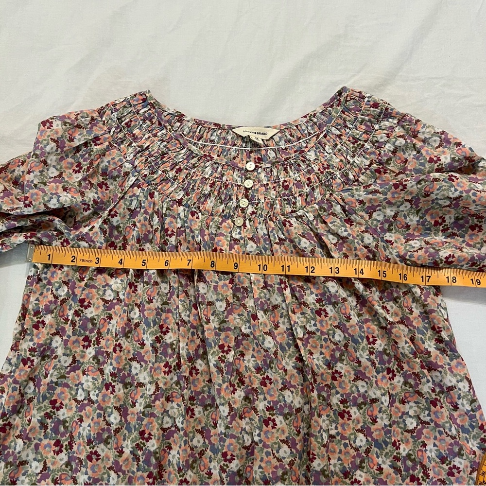 Lucky Brand Floral Boho Peasant Blouse Long Sleeve Prairie Cottagecore XS - Picture 7 of 14